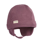 Ribbet rosa hue med ørebeskyttelse og hagerem til baby