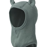 Ribbet grøn elefanthue til børn med små bjørneører