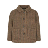 Brun ternet jakke til børn med knapper og krave