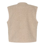 Lys beige teddyvest til børn set bagfra uden detaljer