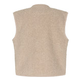 Lys beige teddyvest til børn set bagfra uden detaljer