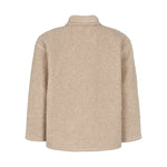 Beige teddytrøje til børn med knapper og stor buet forlomme