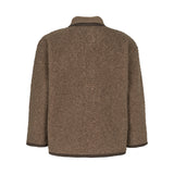 Bagfra-visning af brun teddytrøje til børn med lange ærmer og høj hals