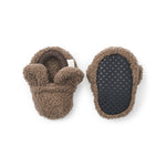 Brune futter til børn i teddyfleece med ører og elastik ved anklen