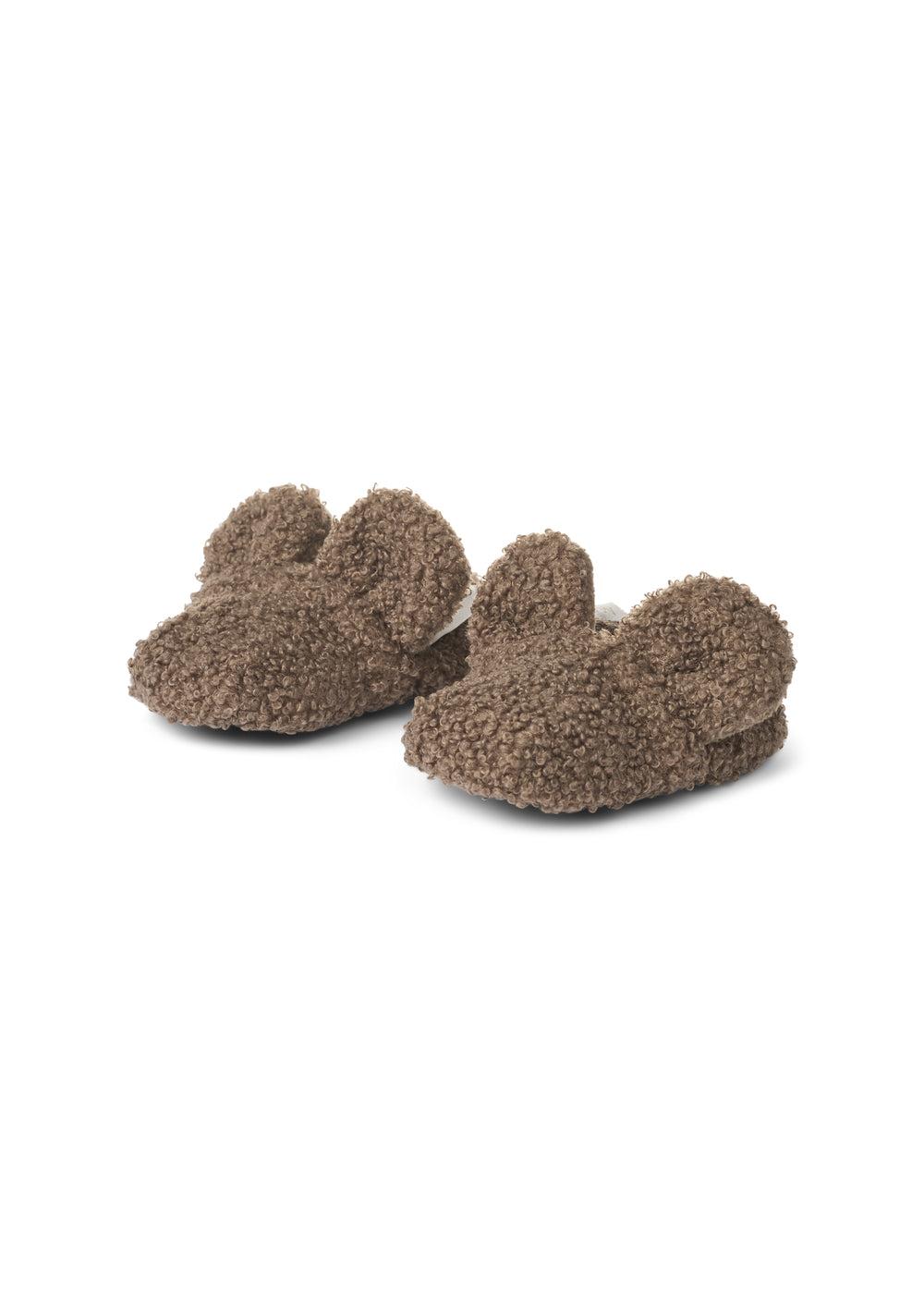 Brune futter til børn i teddyfleece med ører og elastik ved anklen