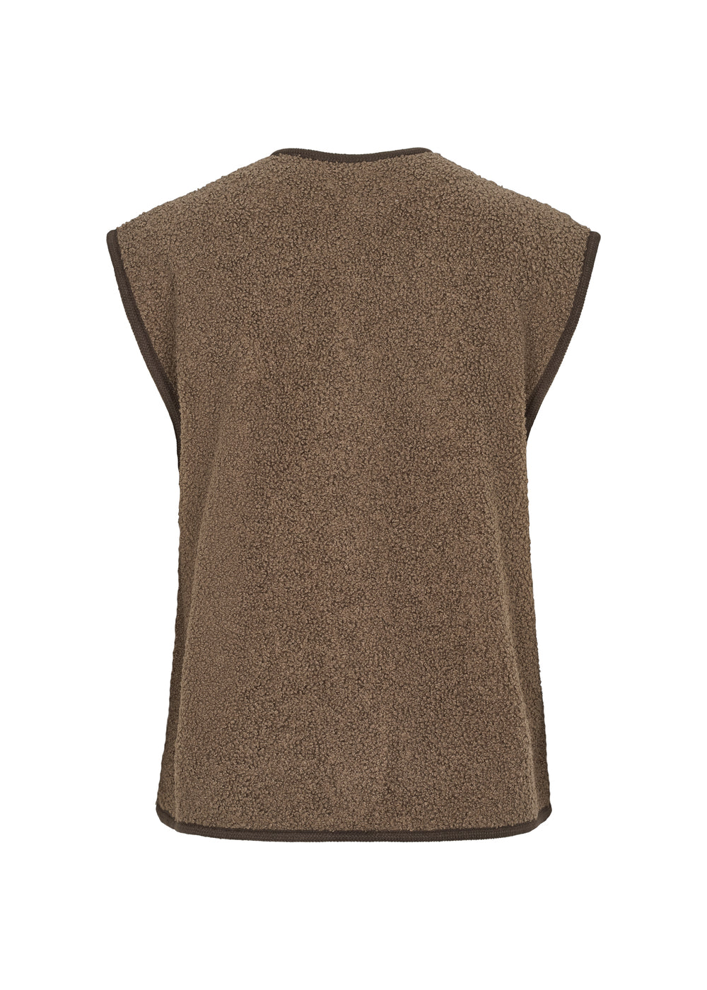 Brun fleecevest til kvinder set bagfra