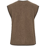 Brun fleecevest til kvinder set bagfra