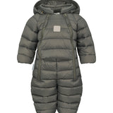 Mørkegrå dundragt til baby med hætte og lynlås