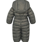 Mørkegrå dundragt til baby med hætte og lynlås
