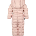 Lyserød dundragt til baby med hætte og lynlås