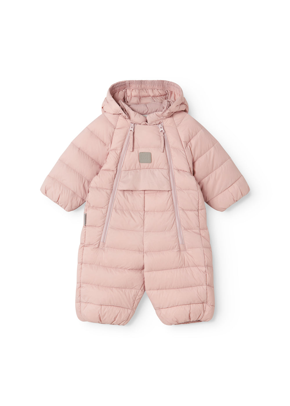 Lyserød dundragt til baby med hætte og lynlås