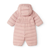 Lyserød dundragt til baby med hætte og lynlås