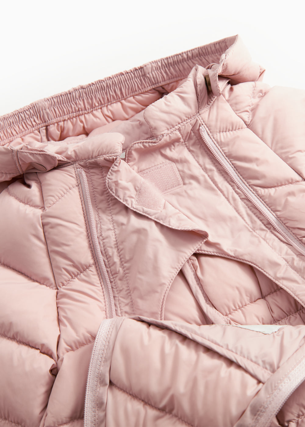 Lyserød dundragt til baby med hætte og lynlås