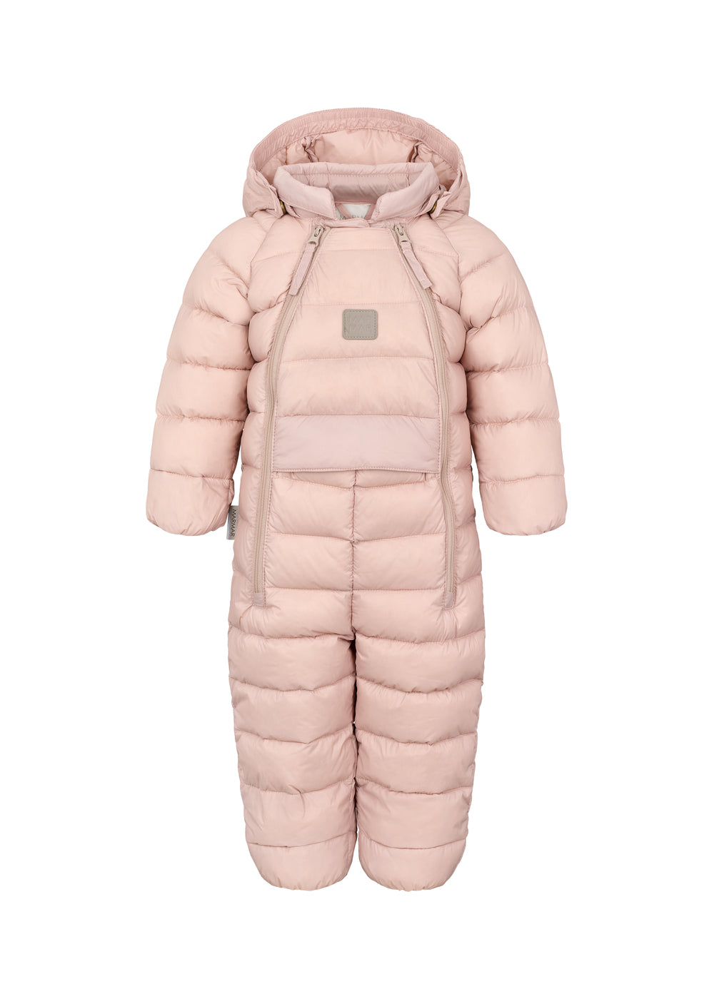 Lyserød dundragt til baby med hætte og lynlås
