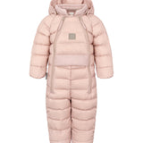 Lyserød dundragt til baby med hætte og lynlås