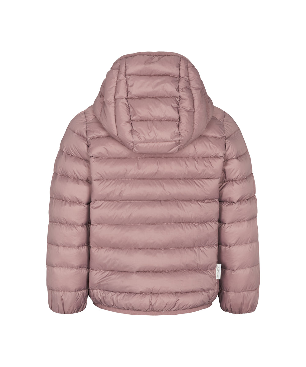 Rosa vatteret jakke til børn med hætte og lynlås