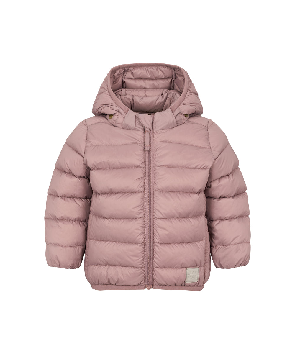 Rosa vatteret jakke til børn med hætte og lynlås