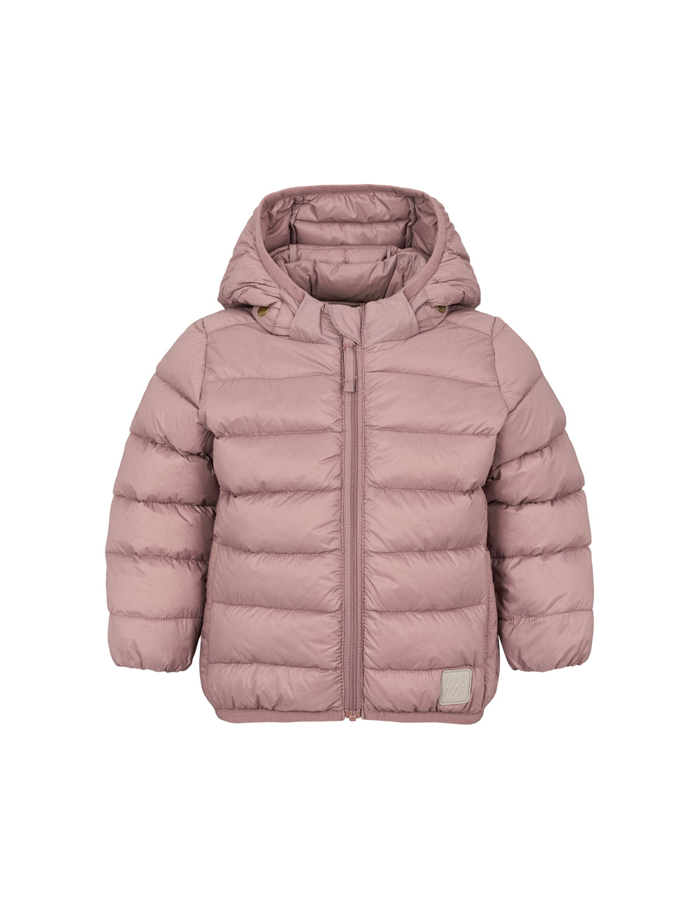 Rosa vatteret jakke til børn med hætte og lynlås