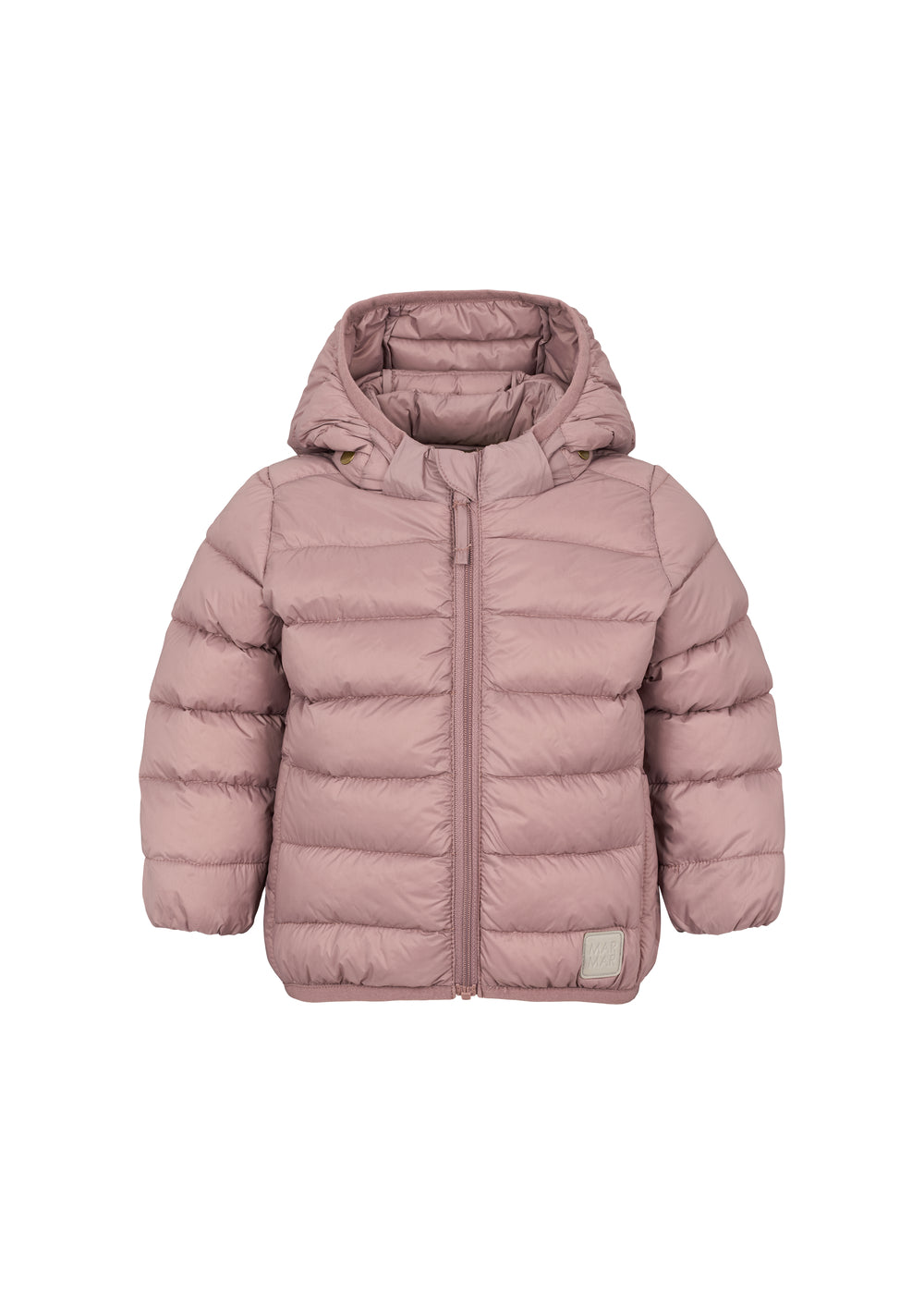 Rosa vatteret jakke til børn med hætte og lynlås