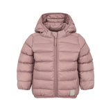 Rosa vatteret jakke til børn med hætte og lynlås