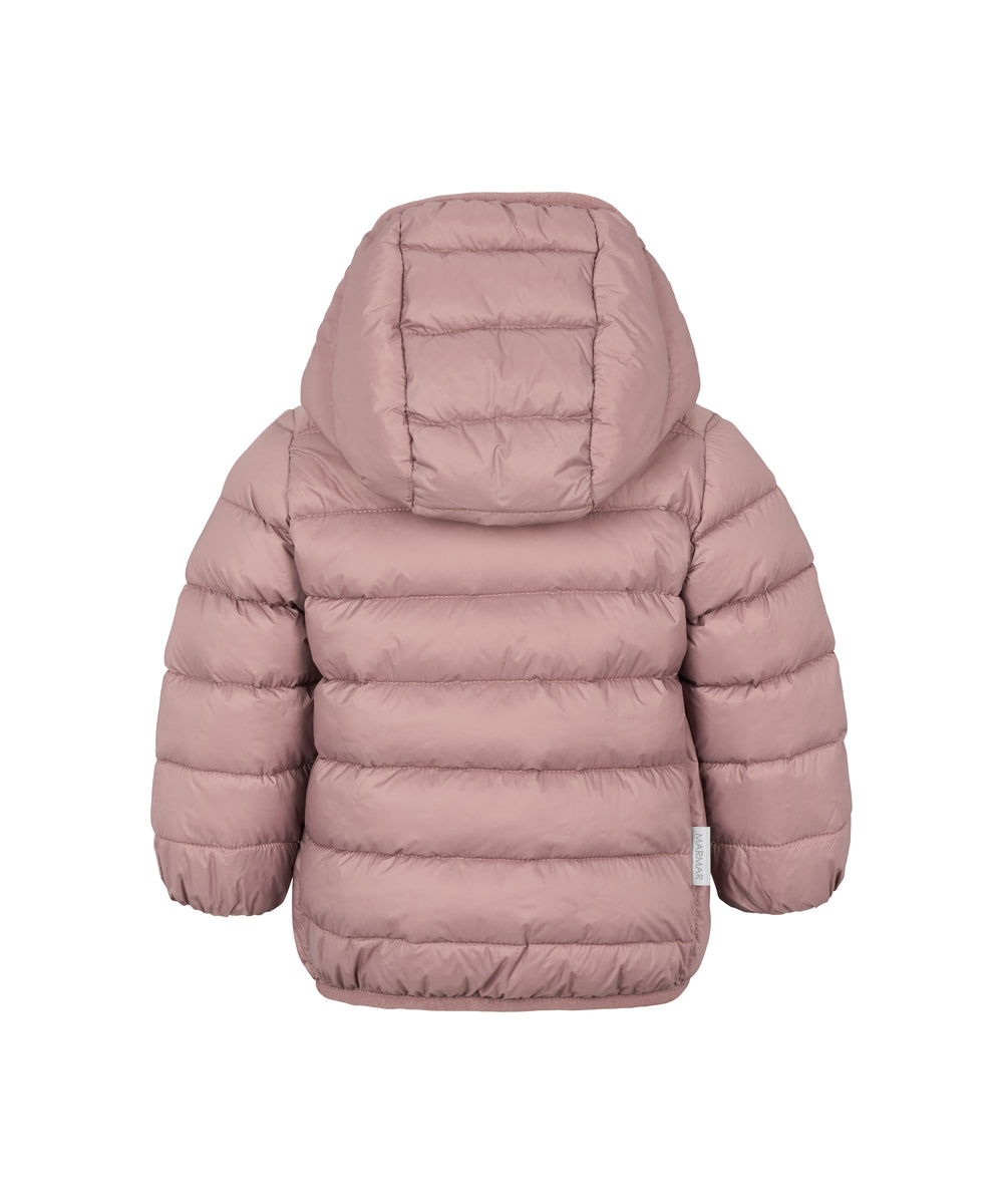 Rosa vatteret jakke til børn med hætte og lynlås
