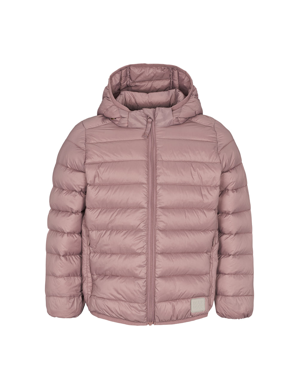 Rosa vatteret jakke til børn med hætte og lynlås