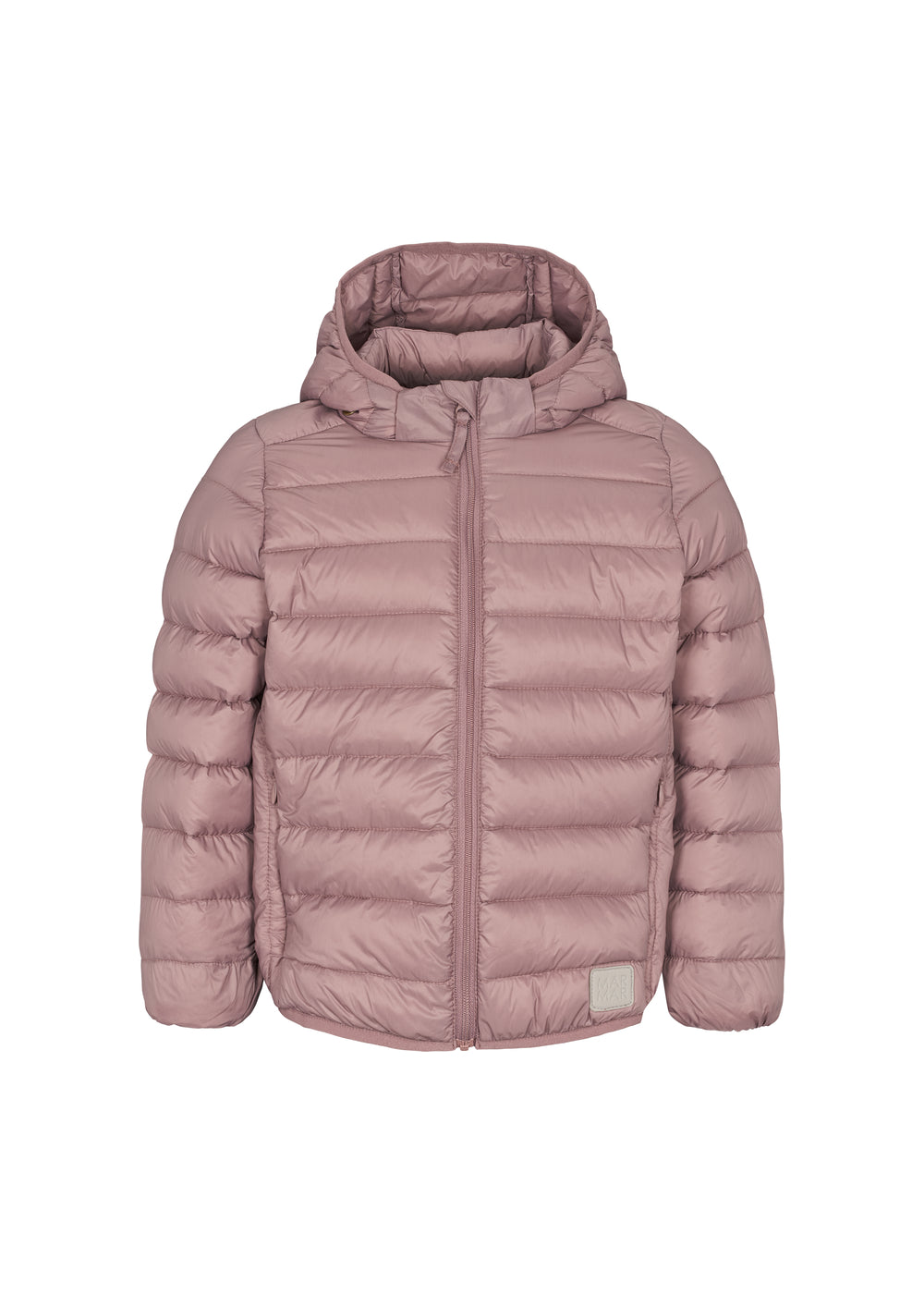 Rosa vatteret jakke til børn med hætte og lynlås