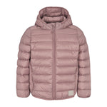 Rosa vatteret jakke til børn med hætte og lynlås