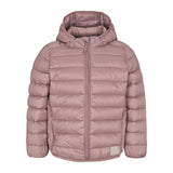 Rosa vatteret jakke til børn med hætte og lynlås