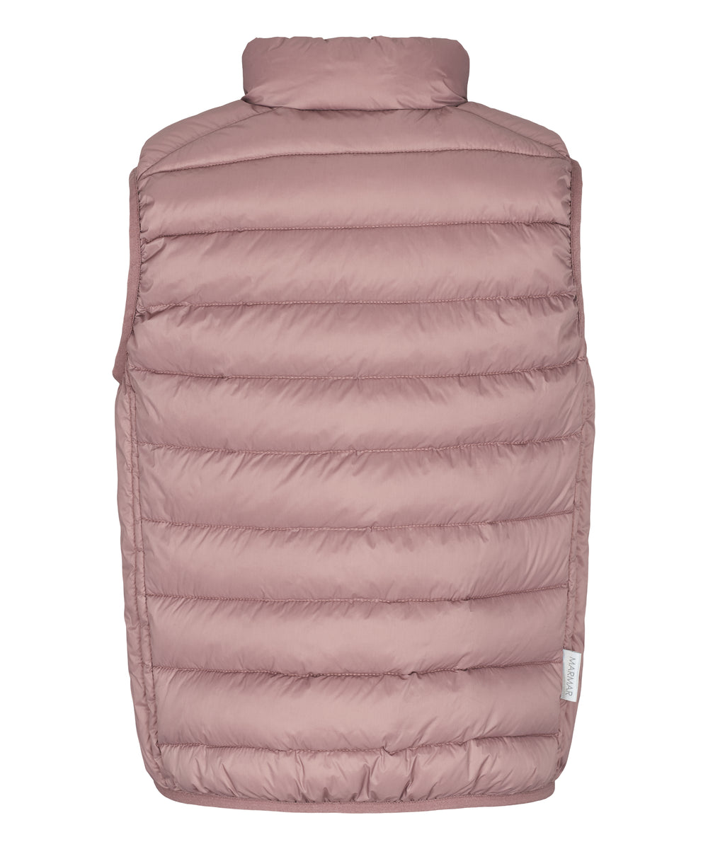 Rosa/mauve vatteret vest til børn med lynlås