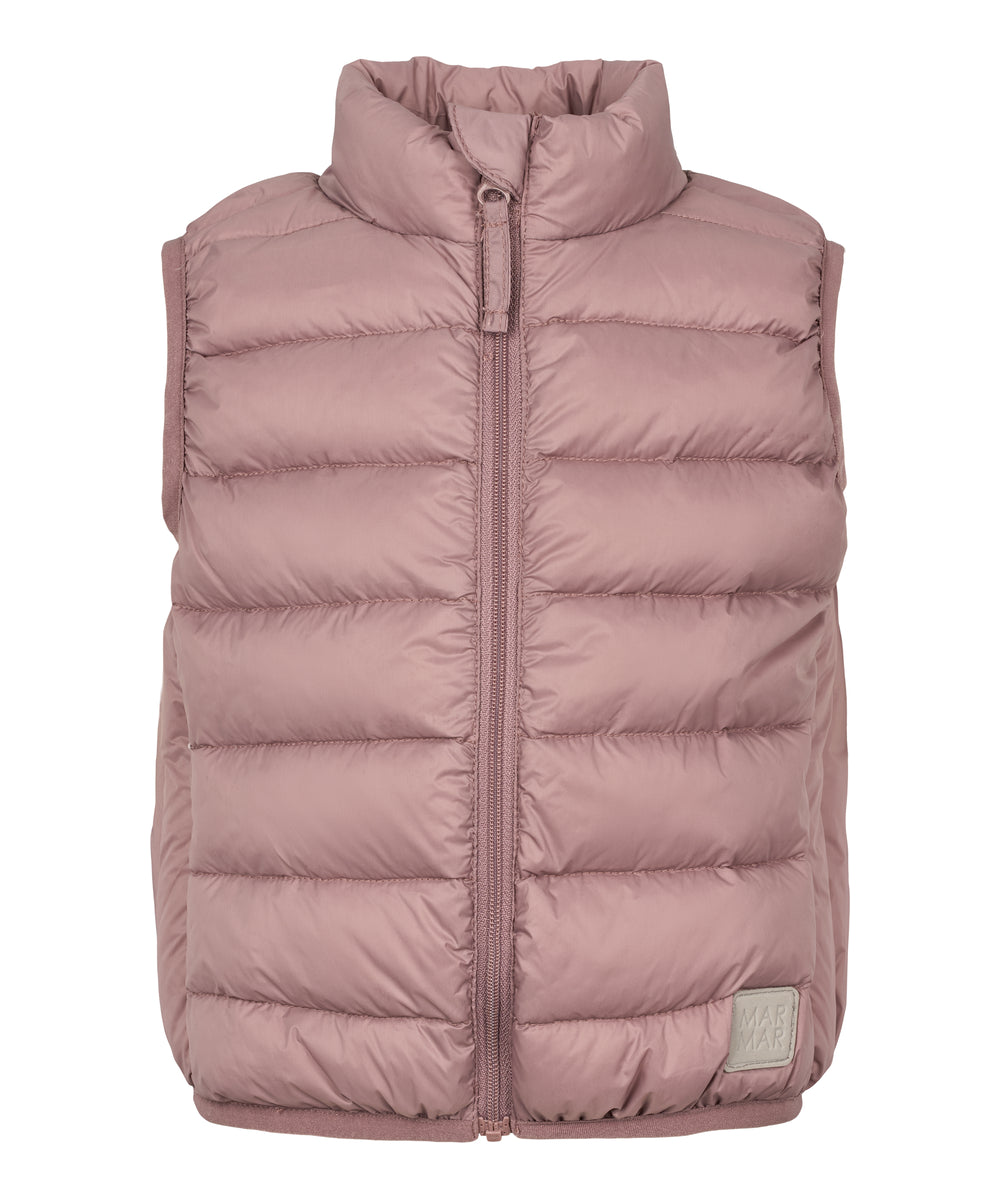 Rosa/mauve vatteret vest til børn med lynlås