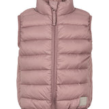 Rosa/mauve vatteret vest til børn med lynlås