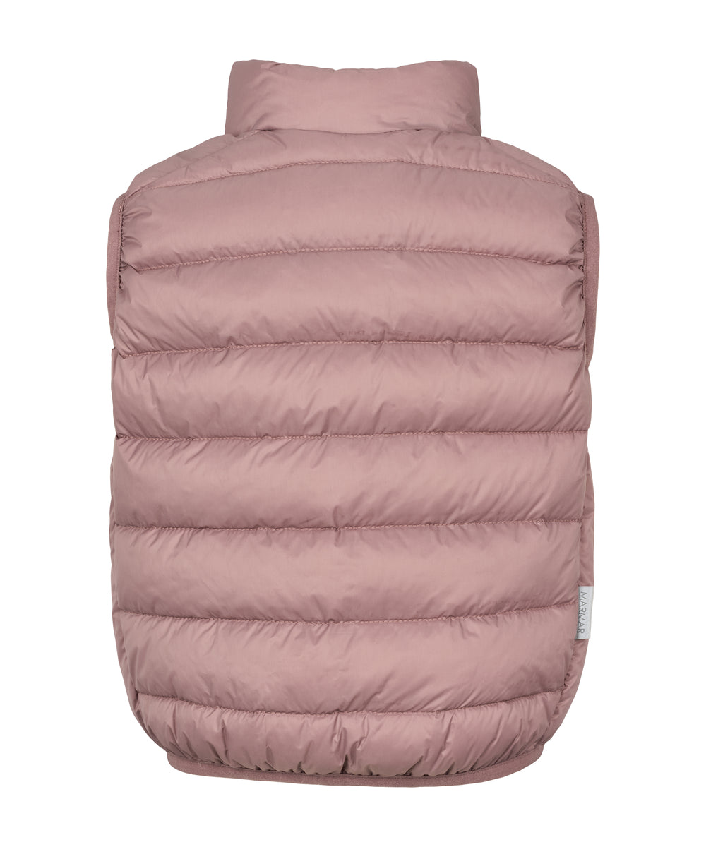 Rosa/mauve vatteret vest til børn med lynlås