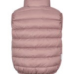 Rosa/mauve vatteret vest til børn med lynlås