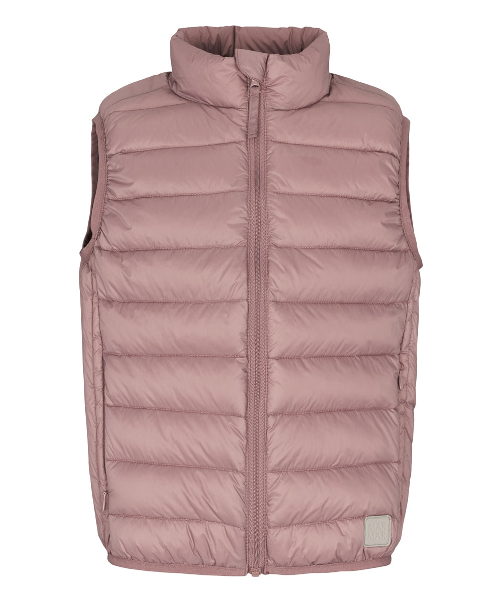 Rosa/mauve vatteret vest til børn med lynlås