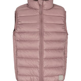 Rosa/mauve vatteret vest til børn med lynlås