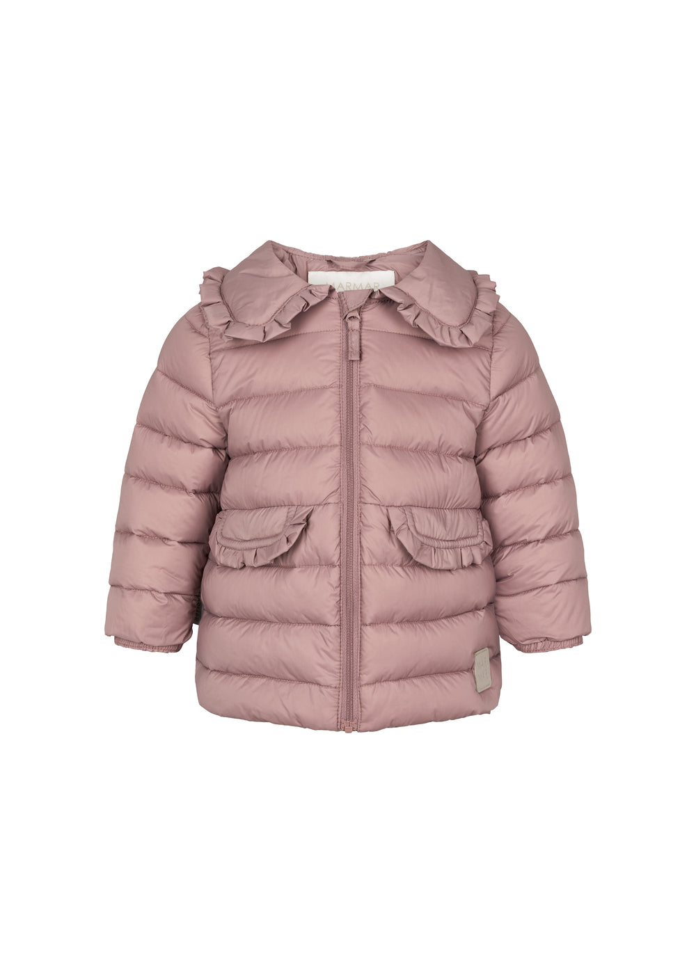 Rosa vatteret jakke til børn med krave og lommer