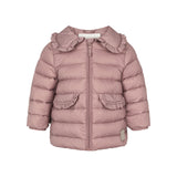 Rosa vatteret jakke til børn med krave og lommer