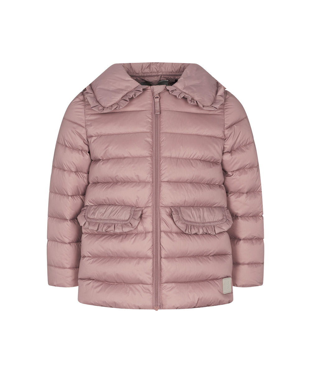 Rosa vatteret jakke til børn med krave og lommer