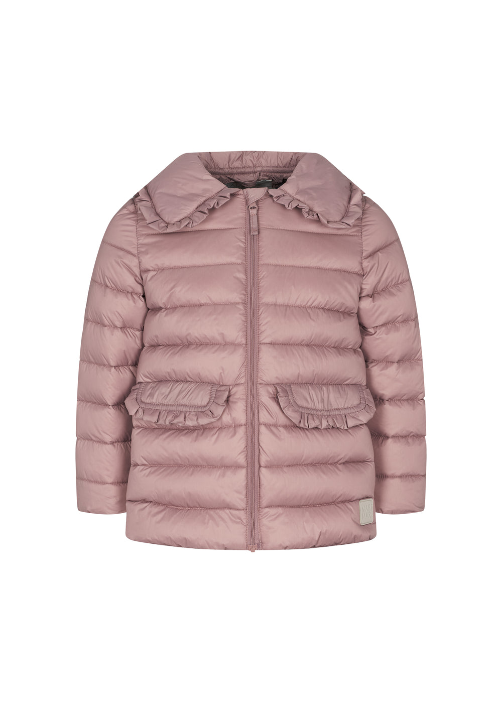 Rosa vatteret jakke til børn med krave og lommer