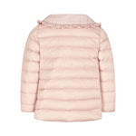 Lyserød vatteret jakke til børn med flæsekrave og lommer
