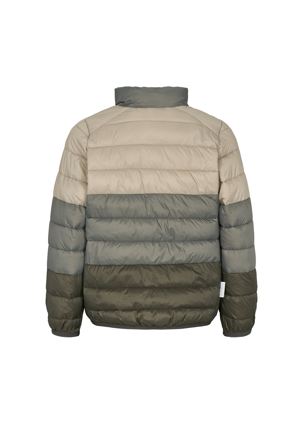 Vatteret jakke til børn i beige og grønne nuancer med lynlås