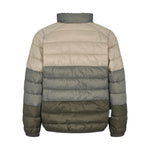 Vatteret jakke til børn i beige og grønne nuancer med lynlås