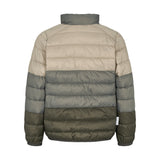 Vatteret jakke til børn i beige og grønne nuancer med lynlås