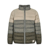 Vatteret jakke til børn i beige og grønne nuancer med lynlås