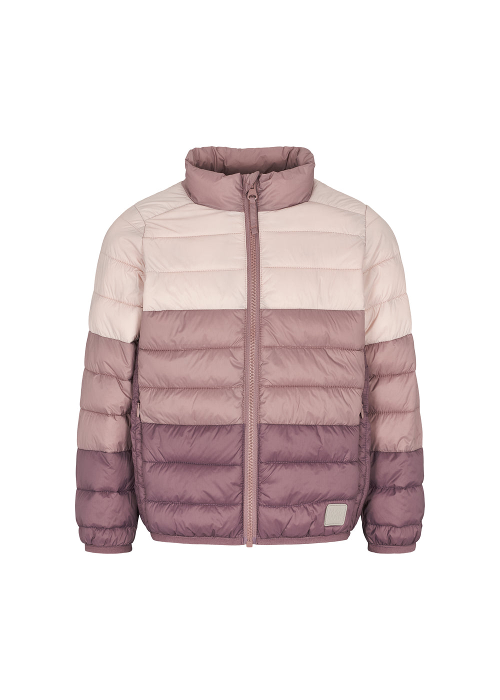 Vatteret jakke til børn i rosa og lilla nuancer med lynlås