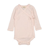 Lyserød slå-om body til baby i merinould