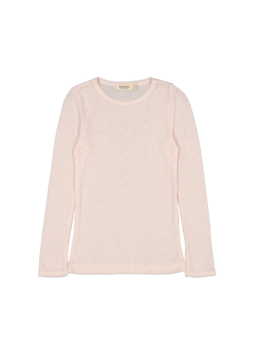 Lyserød langærmet bluse til børn i merinould