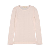 Lyserød langærmet bluse til børn i merinould