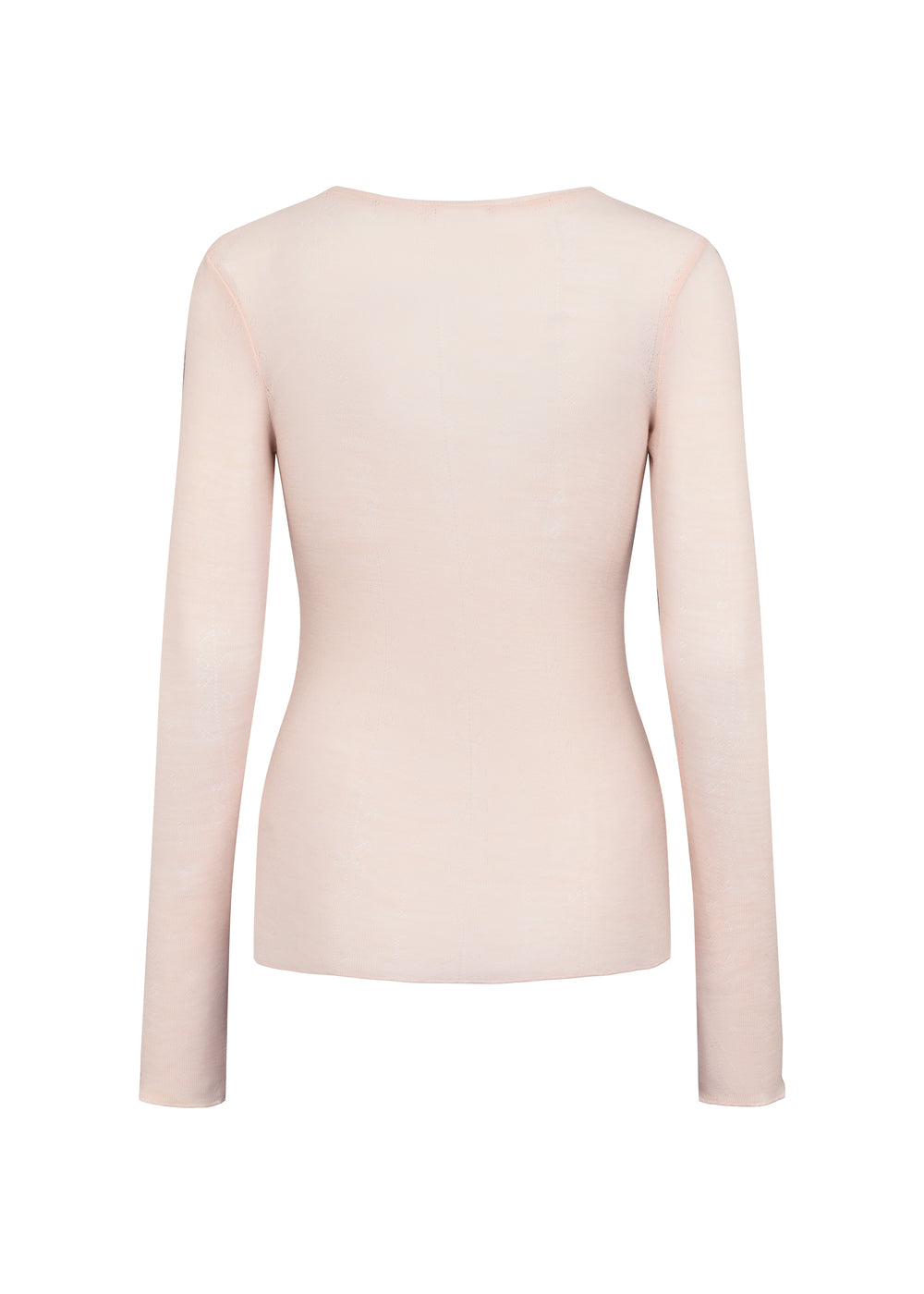 Lyserød langærmet bluse til kvinder i merinould
